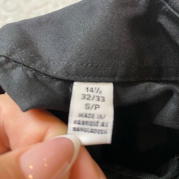 Calvin Klein & Tommy Hilfiger Dress Shirts Set of 2 Blue Black Size Small 14.5 / - Picture 12 of 15